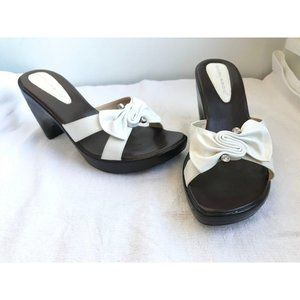 White Mules Slides Open Toe Heel Sandal US 7 / 7W